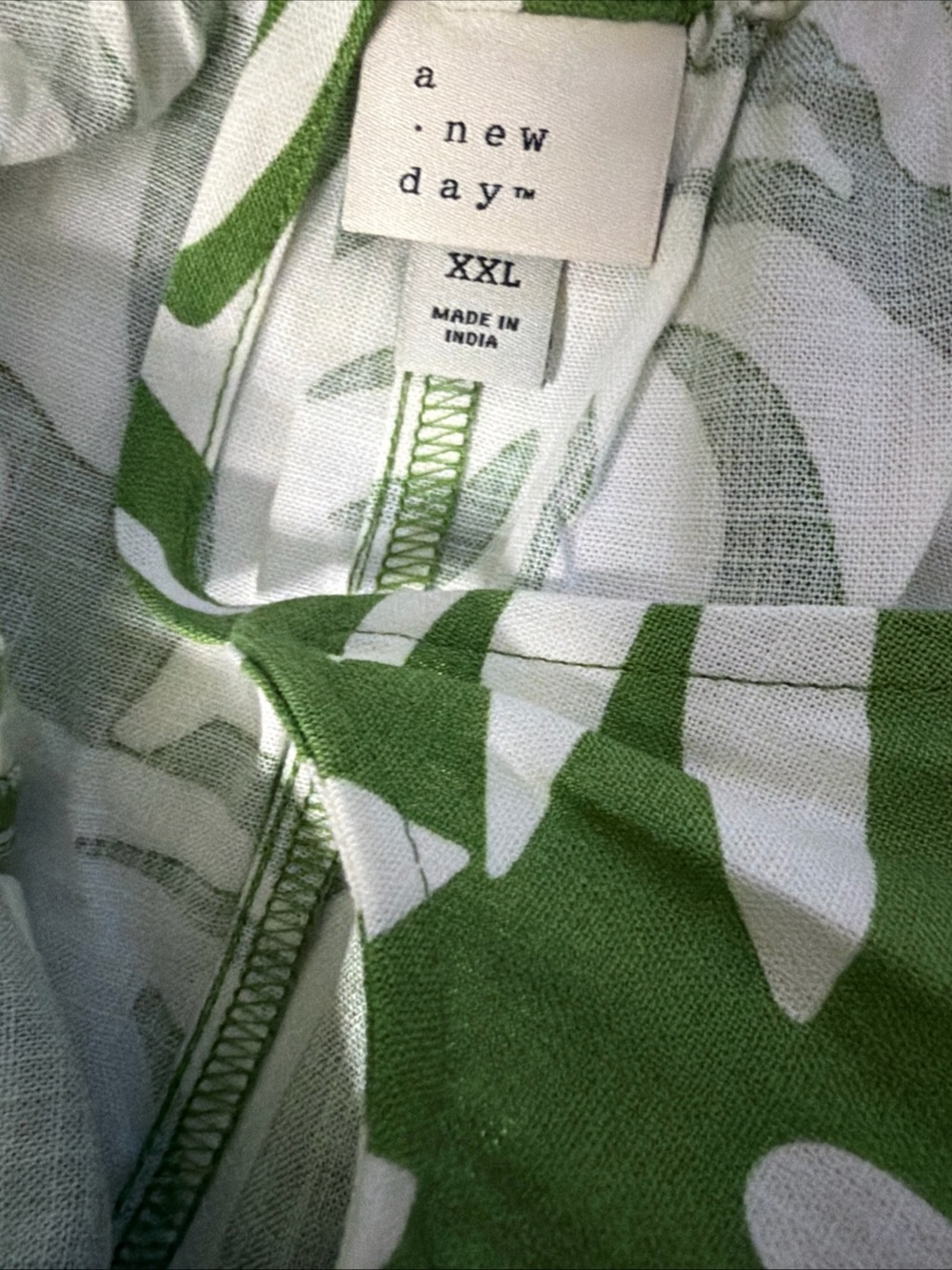 A new day NWT XX L Green and White Leaf Print Slip Dress - Picture 6 of 12